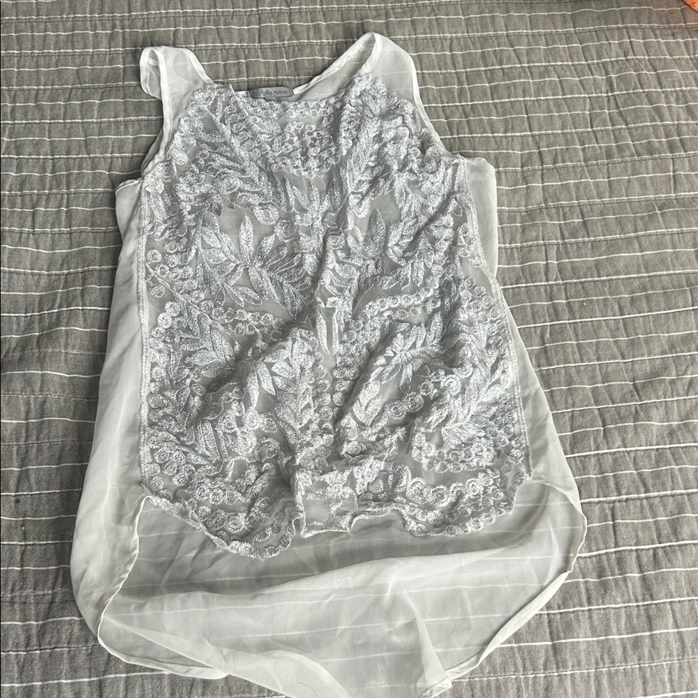 Charlotte Russe White Sheer Embroidered Blouse